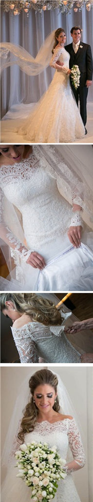 Magnífico de hombro cremallera de la manga larga mucho tiempo alinean trajes de novia de la princesa, WD0141