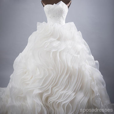 Organza Ball Gown lujoso Unos Vestidos de la Boda de la Boda de la línea, Trajes de novia Hechos a la medida, Vestidos nupciales de Boda Económicos, WD254