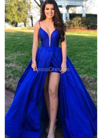 Sexy Backless Royal Blue A-line Long Evening Prom Dresses, Evening Party Prom Dresses, 12297