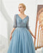 Μακρυμάνικα Μπλε Beaded Βραδινά Φορέματα Prom, Βραδινά Φορέματα Prom, 12130
