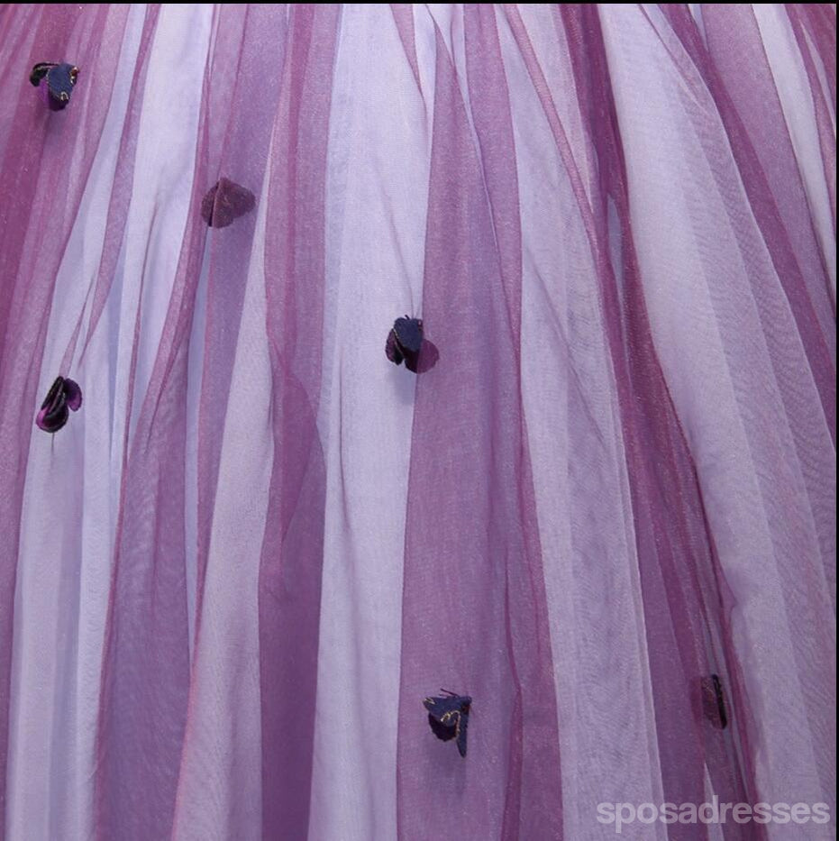 Vestidos de fiesta de regreso a casa sin tirantes de encaje púrpura, vestidos de fiesta baratos, CM214