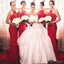 Γοητευτικά δημοφιλή κόκκινα Halter σέξι γοργόνα Lace Long Wedding Guest Bridesmaid Dresses, WG152