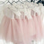 Robes de demoiselle d'honneur en tulle rose à manches longues en dentelle, robes de petite fille populaires à dos en V, FG027