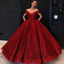 Off Shoulder Red Sparkly Ball Gown Cheap Long Evening Prom Vestidos, Baratos Custom Sweet 16 Vestidos, 18530