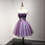 Purple Strapless Lace Homecoming Prom Dresses, Cheap Homecoming Dresses, CM214
