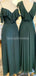 Grüne Chiffon lange Brautjungfer Kleider Online, Günstige Brautjungfern Kleider, WG691