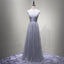 Δείτε Μέσα από το Γκρι Δαντέλα διακοσμημένο με Χάντρες Ντεκολτέ Φορέματα Prom Βραδιού, Δημοφιλή Δαντέλα Κόμμα Φορέματα Prom, Συνήθεια Μακριά Φορέματα Prom, Φτηνές Επίσημα Φορέματα Prom, 17187