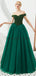 Vert émeraude Hors de l'Épaule A-ligne Longue de Soirée, Robes de Bal, Soirée Robes de Bal, 12129