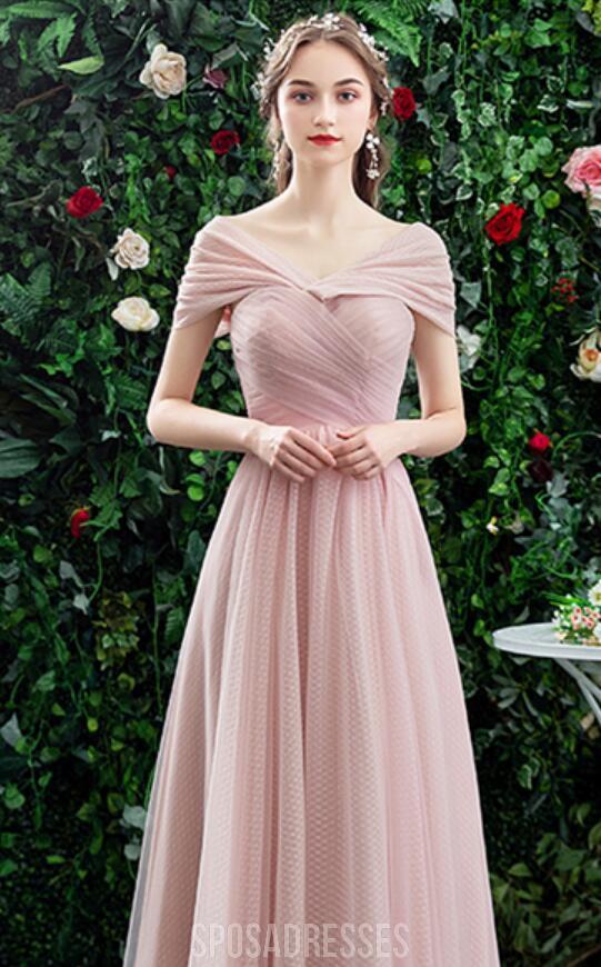 Ροζ Μήκος δαπέδου με ασυνήθιστα φθηνά φορέματα παράνυμφων σε απευθείας σύνδεση, WG531