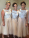 Αρκετά Iovry προσιτά φορέματα παράνυμφων μήκους τσαγιού τούλι δαντελλών Τοπ για τη δεξίωση γάμου, WG166
