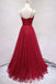 Σπαγγέτι Straps Red Lace Long Evening Prom Dresses, Cheap Προσαρμοσμένο Πάρτι Prom Dresses, 18601