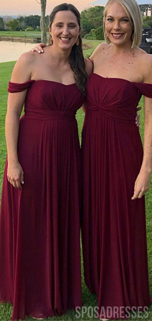 Off Shoulder Dark red long Bridesmaid Dresses Online, Vestidos de dama de honor baratos, WG737