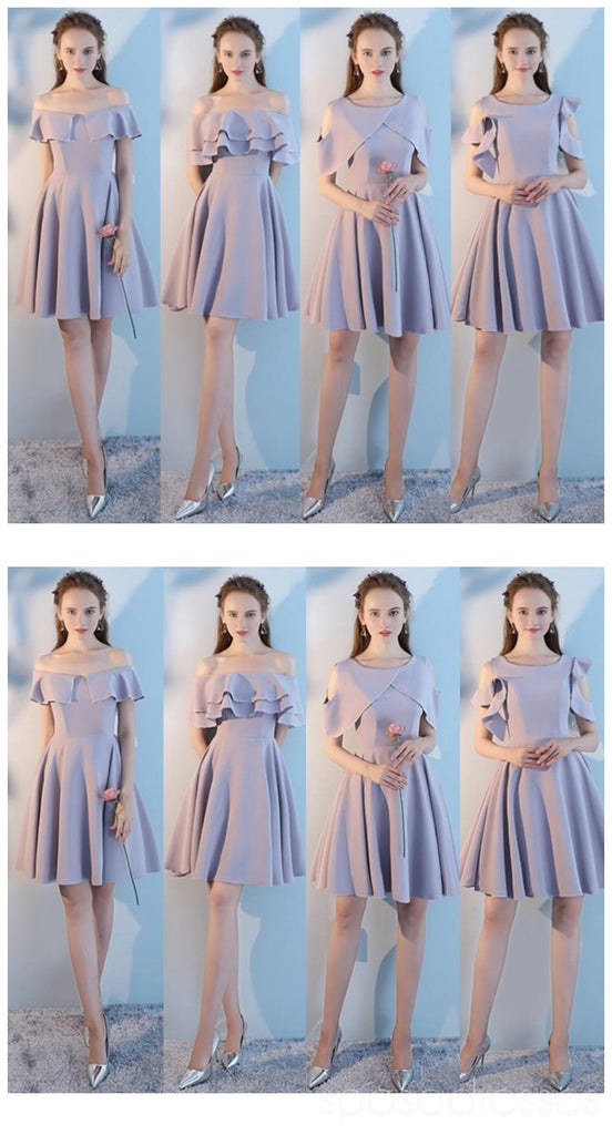 Cheap Gray Short Mismatched Simple Short Bridesmaid Dresses en ligne, WG506