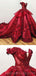 Off Schulter Rote Spitze Ballkleid Langer Abend Prom Kleider, Billige Benutzerdefinierte Sweet 16-Kleider, 18557