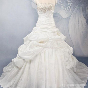 Robes de soirée de mariage de style classique sans bretelles en dentelle dorée Vantage pas cher, WD0016