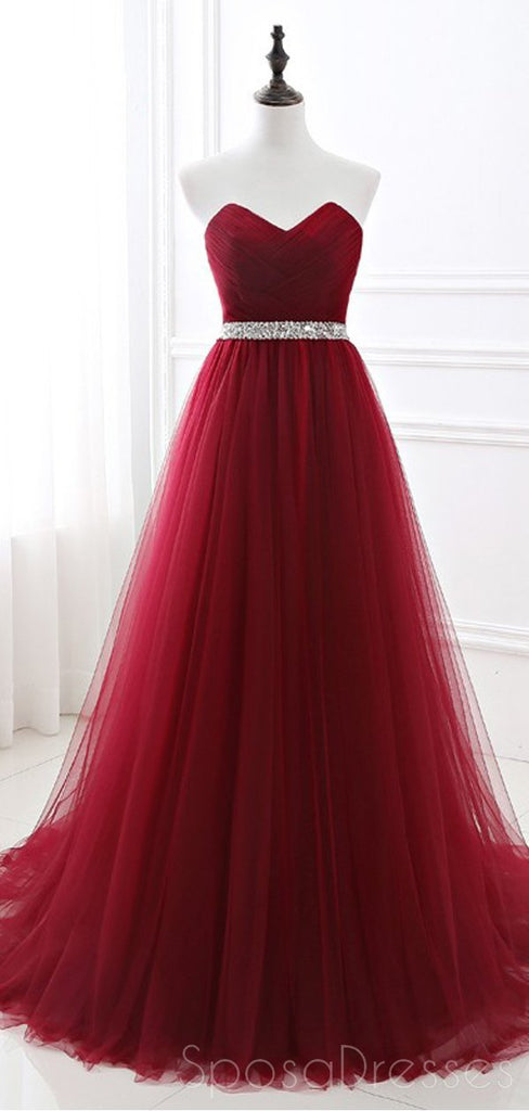 Querida Vermelho A linha Simples Long Evening Prom Dresses, Sparkly Sweet 16 Vestidos, 18345