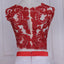 Deux Morceaux Main de Lacet Rouge Fleur Faite Une ligne Longues Robes de Bal d'étudiants du Soir, 17556