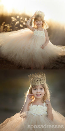 Strap Ivory Made Hand Flower Girl Dresses, Affordable Lovely Tulle Tutu Dresses, FG029