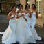 Άσπρα σατέν φτηνά γλυκά καρδιών φορέματα παράνυμφων γαμήλιας δεξίωσης γοργόνων προκλητικά, WG175