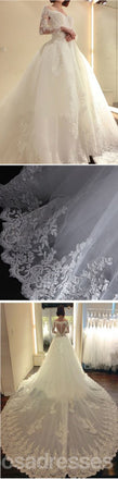 Superbe Manche Longue Unique de Conception de Robe de Bal Robes de Mariée en Dentelle, WD0179