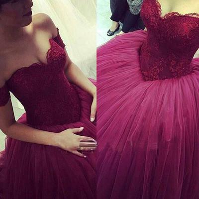 Purple Ball Gown Prom Kleider, Long Tulle Ball Kleider, Eine Line Ball Kleider, Prom Kleider 2017, Purple Evening Dresses, 17017
