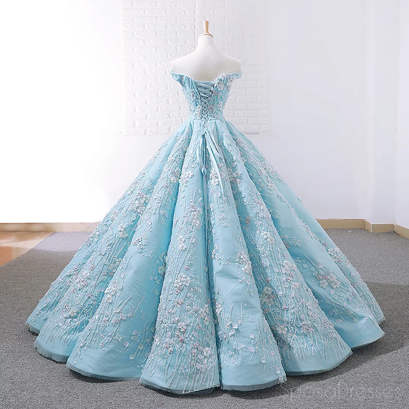 Off Schulter Tiffany Blau Ballkleid Billig Langen Abend Prom Kleider, Billige Benutzerdefinierte Sweet 16-Kleider, 18532