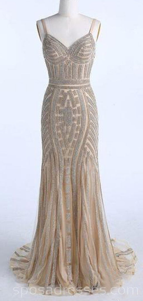 Stark Perlen Meerjungfrau Strass lange Abend Ball Kleider, Party Custom Prom Kleider, 18638