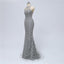 Robes de bal de soirée sirène en dentelle grise très perlée, robes de luxe douces 16, 18347