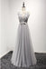 Formal Fashion Gray Lace Beaded Tulle Abend Prom Dresses, Billig Party Prom Dresses, Custom Long Prom Dresses, Billig Formal Prom Dresses, 17144