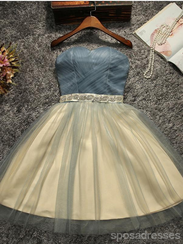 Strapless Beaded Belt Two colors Skirt Homecoming Prom Dresses, Affordable Short Party Prom Sweet 16 Dresses, Perfect Homecoming Cocktail Dresses, CM566