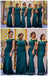 Off Shoulder Πράσινη Γοργόνα Απλικέ Μακριά Φορέματα Παράνυμφων Online, WG652