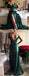 Off Shoulder Emerald Green Side Slit Lace Evening Prom Dresses,  Long Prom Dresses, 17064