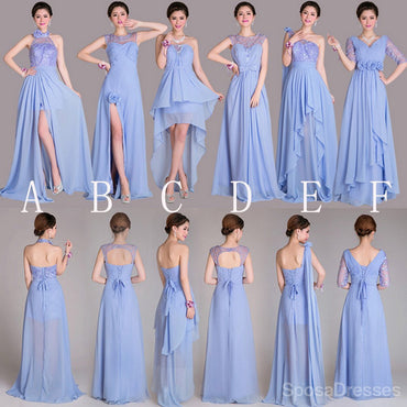 De beaux styles de Differeent mal assortis une ligne lacent d'arrières longues robes de demoiselle d'honneur peu coûteuses pour le mariage, WG189