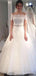 Κοντά μανίκια ώμου Δαντέλα με χάντρες Μια γραμμή Φθηνά νυφικά Online, WD424
