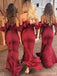 Halter Σκούρο Κόκκινο Γοργόνα Υψηλή Χαμηλή Φθηνή Παράνυμφος Φορέματα Online, WG683