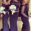 Σέξι Μακριά Μανίκια Γοργόνα Δαντέλα Φόρεμα δεξιώσεων Γάμου για Bridesmaids Φορέματα Γαμήλιων Φιλοξενουμένων, WG22