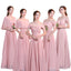 Blush Pink Floor Μήκος Παραπλανητικό Chiffon Φτηνές Bridesmaid Φορέματα Online, WG534