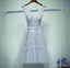 Γκρι δαντέλα V με ντεκολτέ Beaded Homecoming Prom Dresses, Προσιτό κορσέ πίσω κοντό φόρεμα Prom Dress, Perfect Homecoming φορέματα, CM258