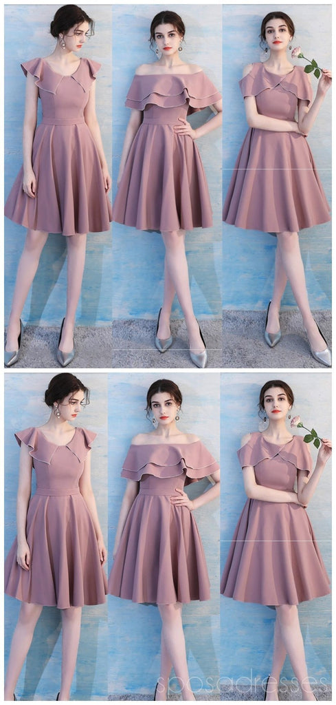Dusty Pink Short Mismatched Simples Cheap Bridesmaid Dresses Online, WG510