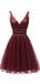 Sexy Backless Dark Red Sequin Homecoming Dresses Online, Cheap Short Prom Dresses, CM760