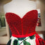 Sweetheart Red Beaded Flower A-Linie lange Abend Prom Kleider, billige Sweet 16 Kleider, 18348