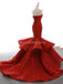 Lacet unique sirène rouge longues robes de bal d'étudiants du soir, robes de bal d'étudiants du parti du soir, 12261