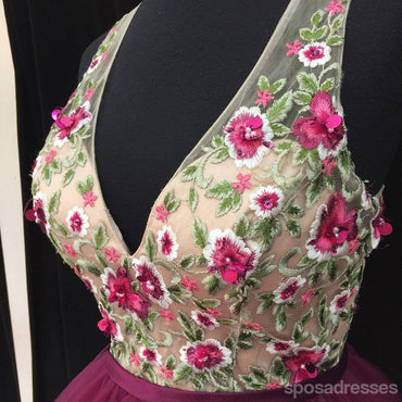 Sexy Open Back V neck Hot Pink Lace Cheap Homecoming Dresses 2018, CM452