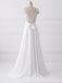 V Neck Lace Straps Simple Custom Cheap Beach Wedding Dresses, WD317