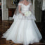 Popular Off Shoulder Long A-line Lace Top White Tulle Beaded Wedding Dresses, WD0191