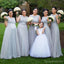 Silber Tüll Elegante lange billige Hochzeitsfeier Brautjungfernkleider für schwangere Mädchen, WG192