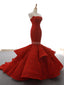 Lacet unique sirène rouge longues robes de bal d'étudiants du soir, robes de bal d'étudiants du parti du soir, 12261