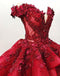 Fuera del hombro Vestido de fiesta de encaje rojo Vestidos de fiesta largos de noche, Vestidos de encargo baratos Sweet 16, 18557