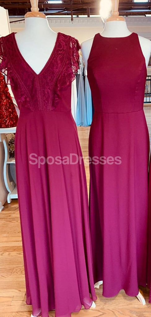 Μη ταιριασμένα ζεστά ροζ σιφόν μακρά φορέματα παράνυμφων σε απευθείας σύνδεση, φθηνά φορέματα παράνυμφων, WG694