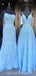 Sexy Blue Lace Beaded Günstige Abendkleider, Abendparty Abendkleider, 12202